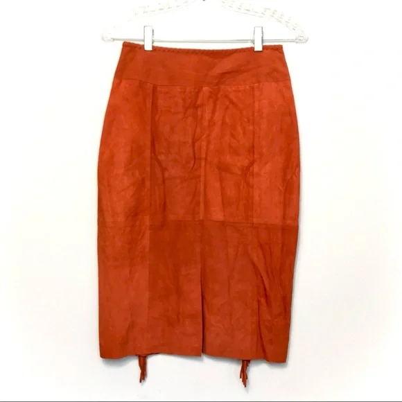 Tamara Mellon rust suede fringe skirt - Picture 8 of 11